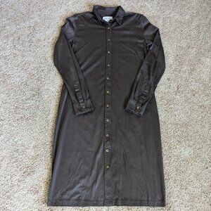 Calvin Klein Shirt Dress Womens Sz 4 Brown Button Down  Cotton Casual Preppy